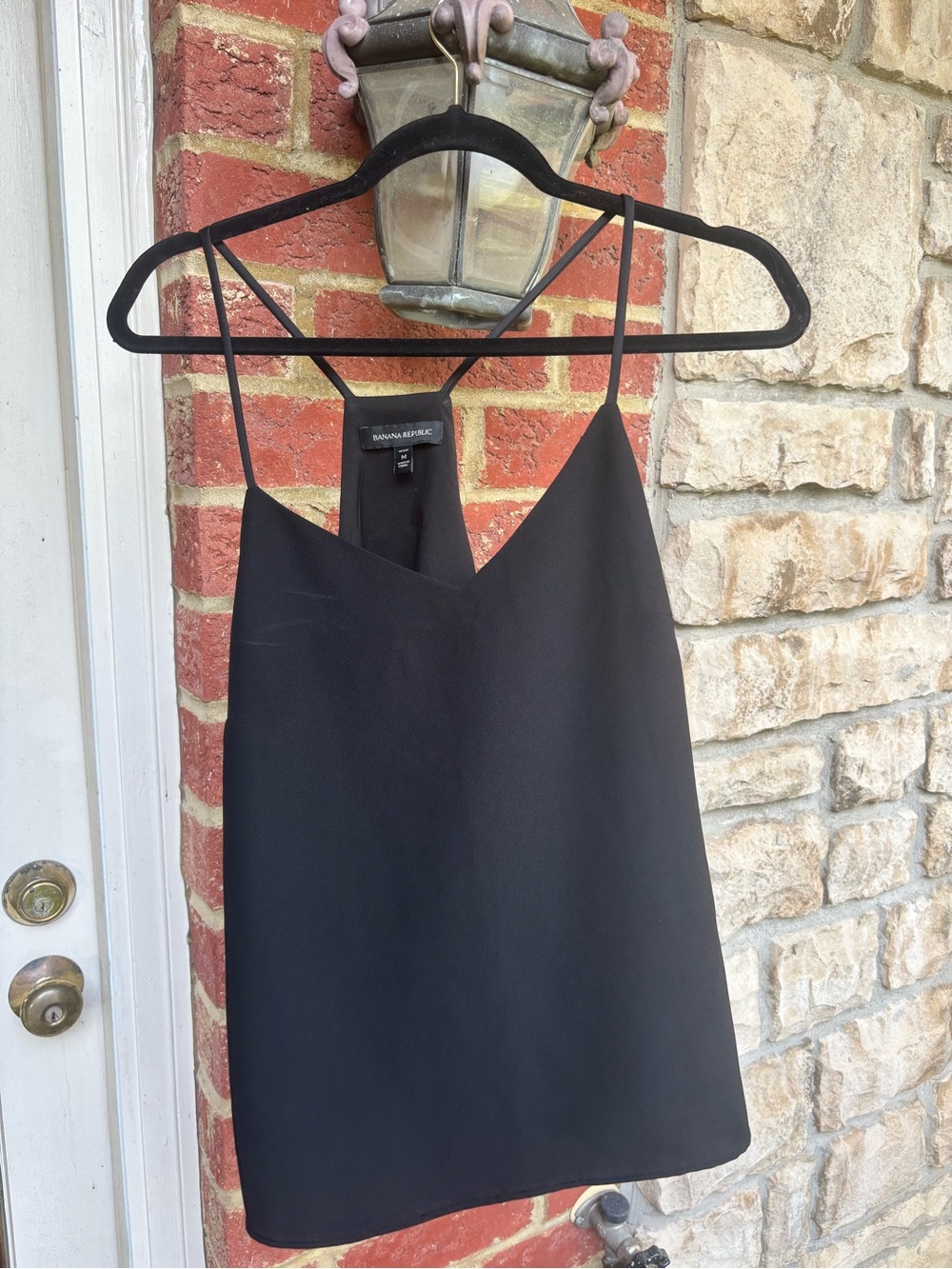 Banana Republic Black Silk-Blend V-Neck Spaghetti Strap Cami